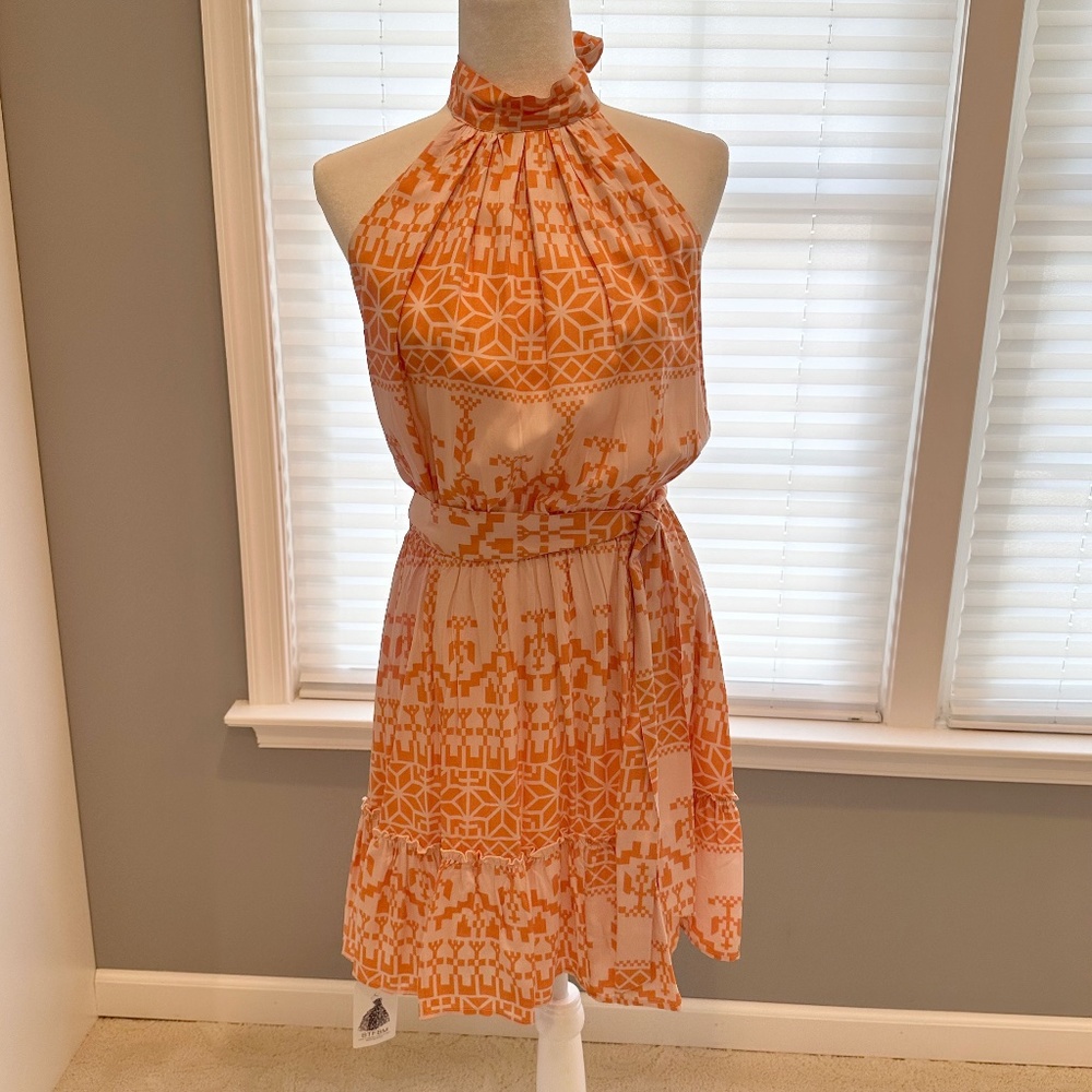 BTFBM Halter Backless Dress with Optional Tie at Waist (Size Medium)